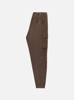 FRAME Suede Cargo Jogger in Dark Wood< Leather & Suede|Pants & Shorts