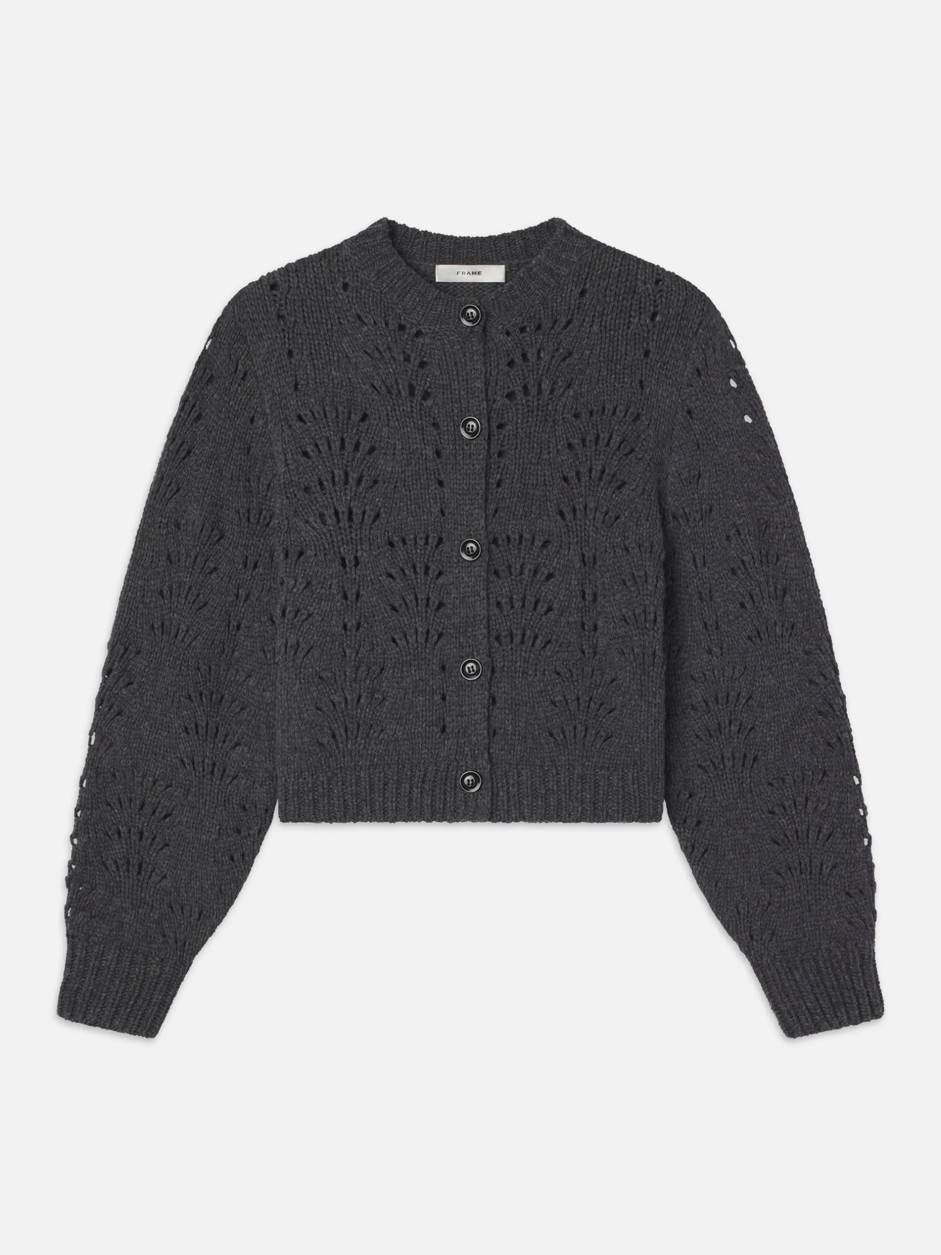FRAME Textured Stitch Cardigan in Dark Gris Heather<Women Sweaters
