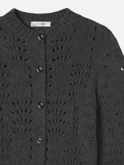 FRAME Textured Stitch Cardigan in Dark Gris Heather<Women Sweaters