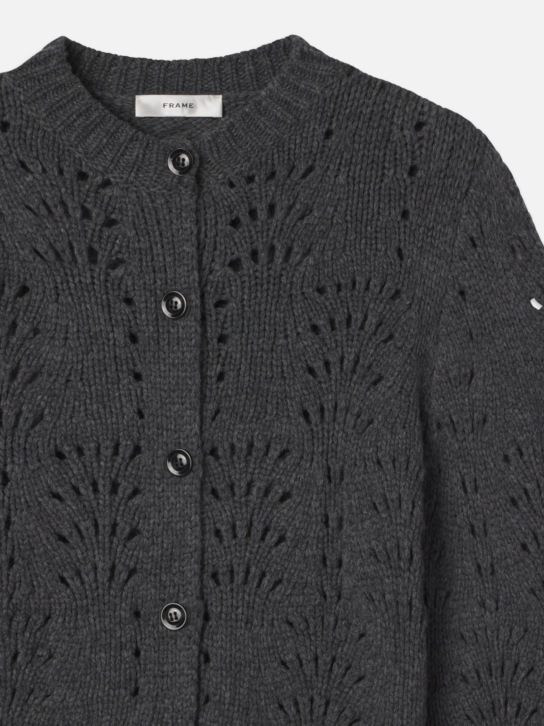 FRAME Textured Stitch Cardigan in Dark Gris Heather<Women Sweaters