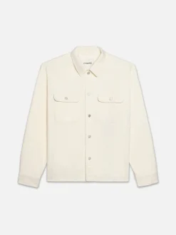 FRAME Textured Terry Overshirt in Off White< Jackets & Coats|Shirts