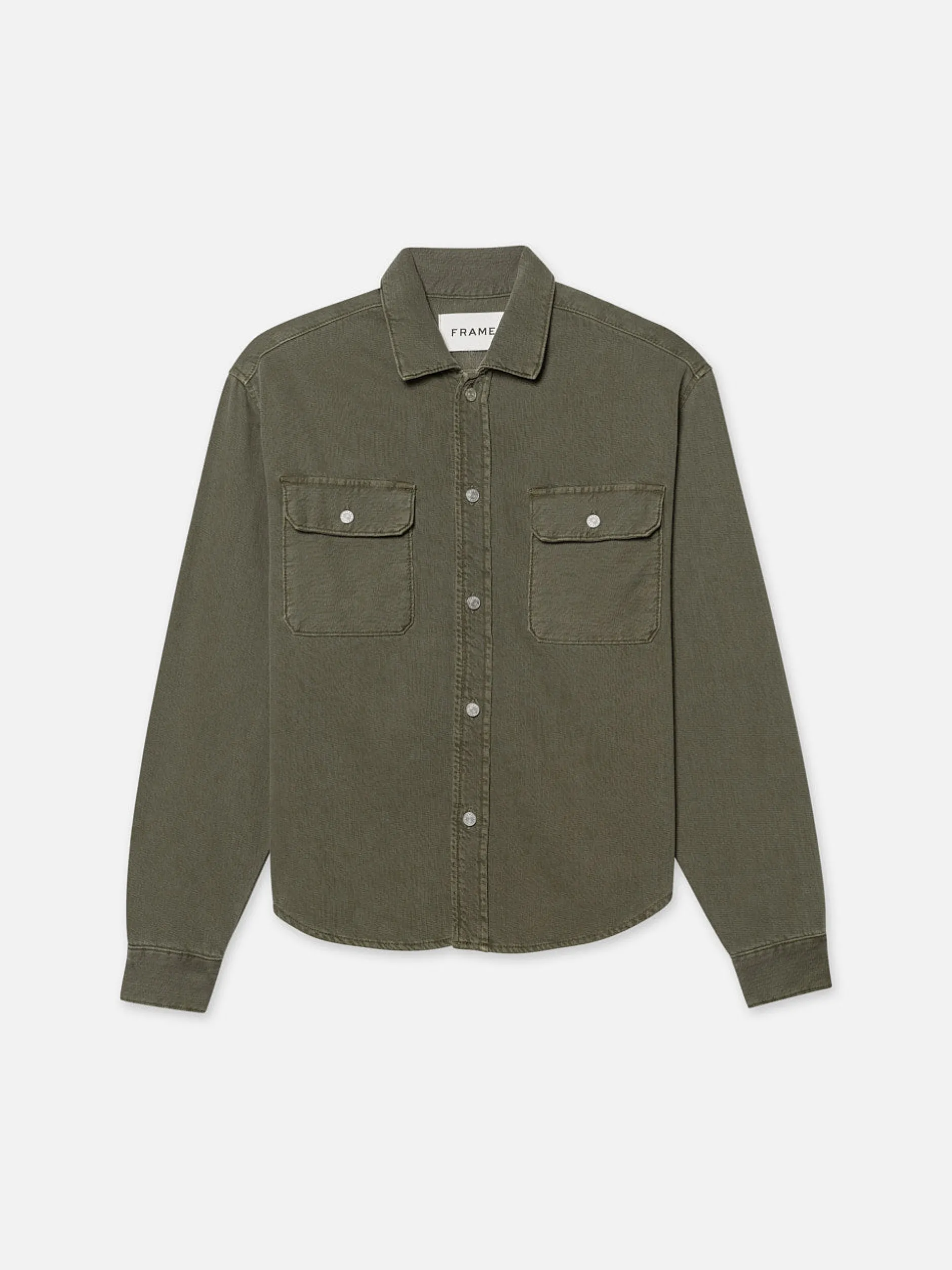 FRAME Textured Terry Overshirt in Smokey Olive< Jackets & Coats
