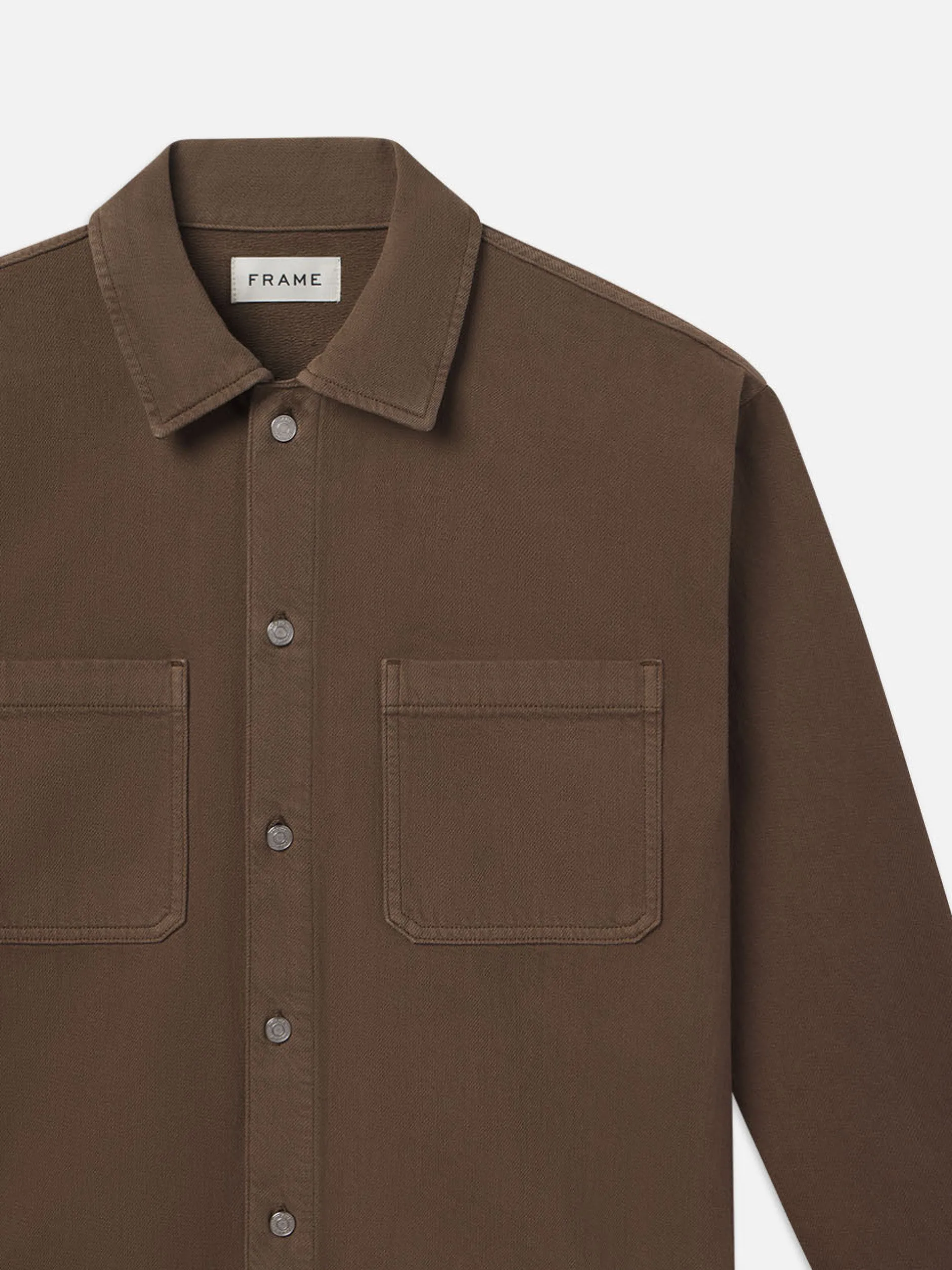FRAME Textured Terry Relaxed Shirt in Soft Mocha< Jackets & Coats|Shirts
