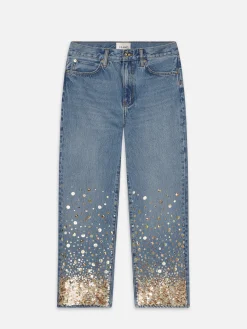 FRAME The Atelier Champagne Jean in Gold Embellished<Women Straight