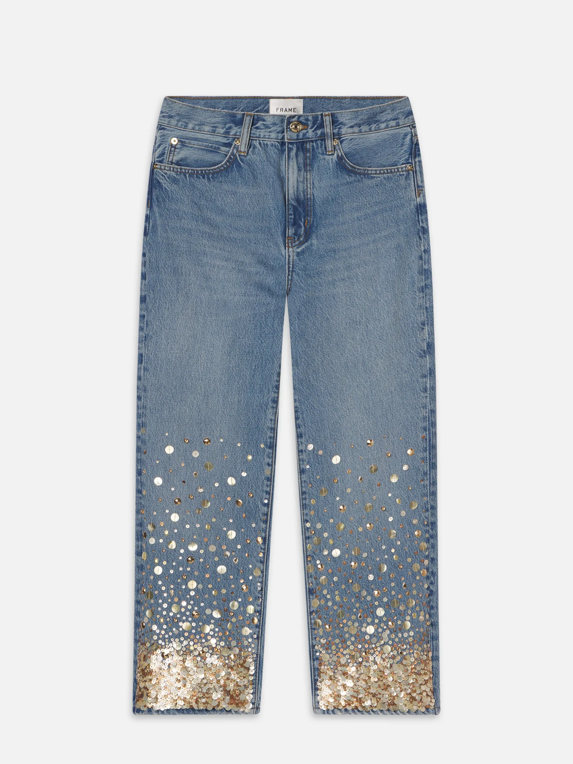 FRAME The Atelier Champagne Jean in Gold Embellished<Women Straight