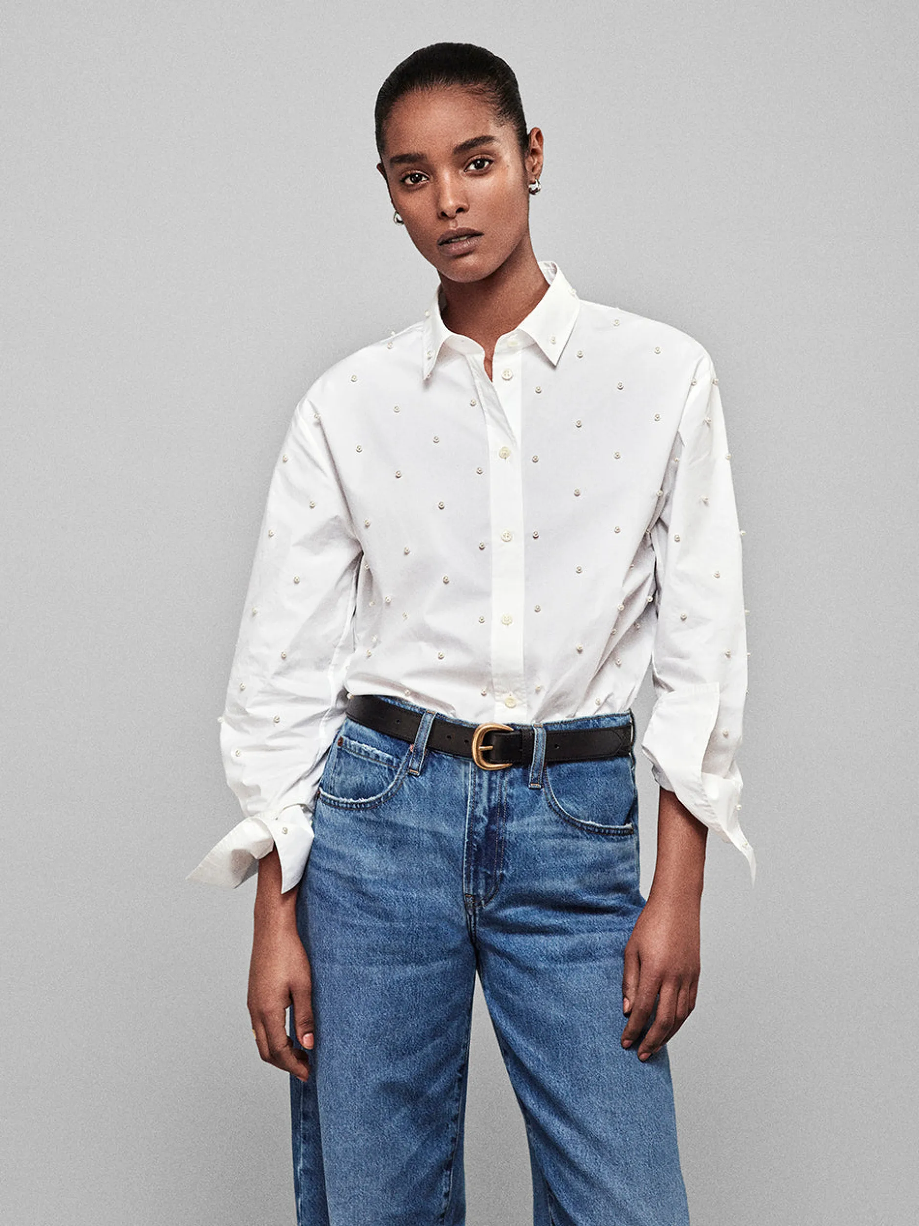 FRAME The Oversized Pearl Shirt in<Women Tops & Blouses