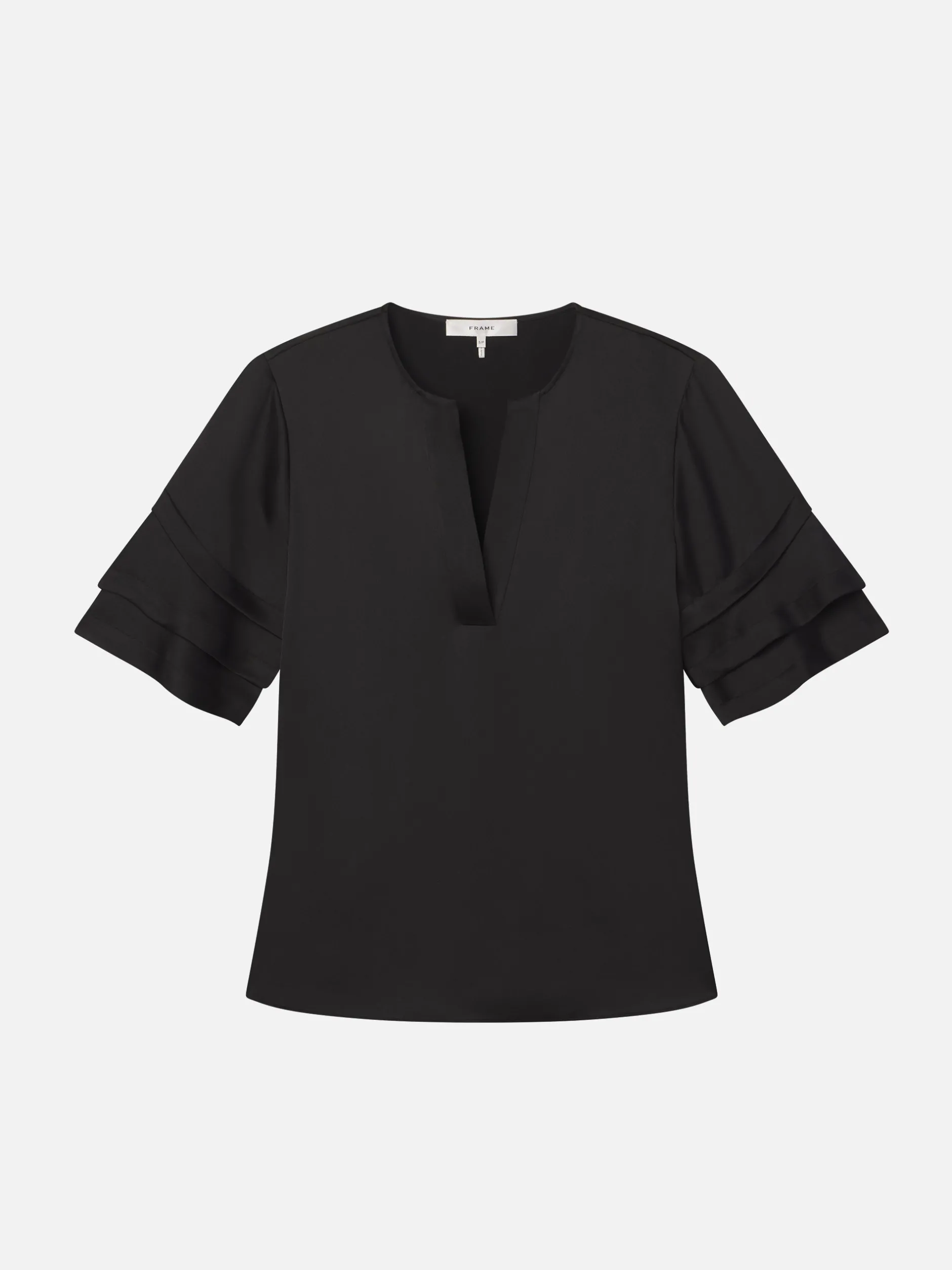 FRAME Tiered Ruffle Short Sleeve Blouse in<Women Tops & Blouses