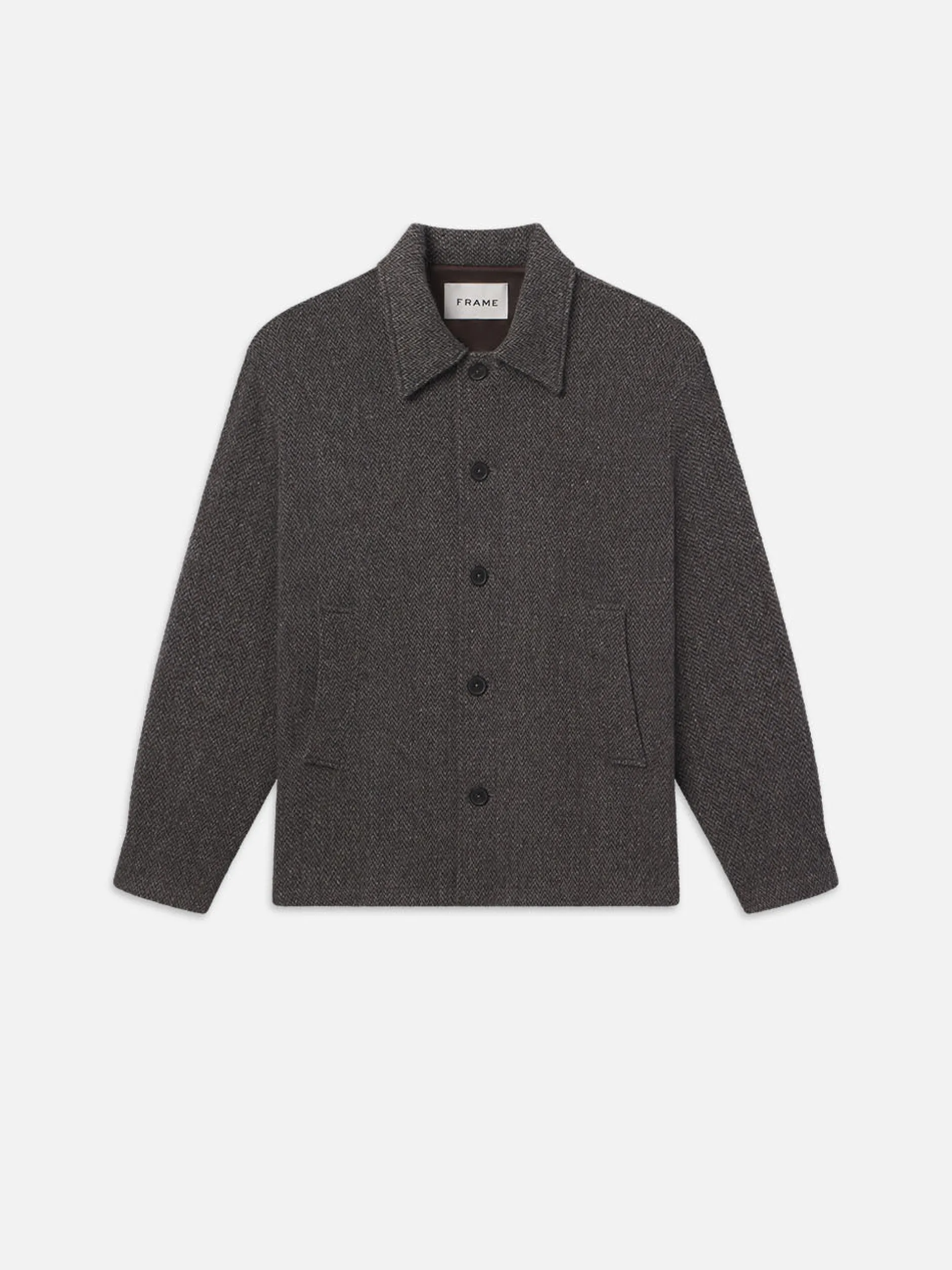 FRAME Tweed Shirt Jacket in Heather Brown< Jackets & Coats|Shirts