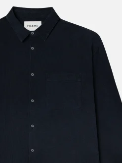 FRAME Waffle Textured Shirt in Dark Navy< Shirts