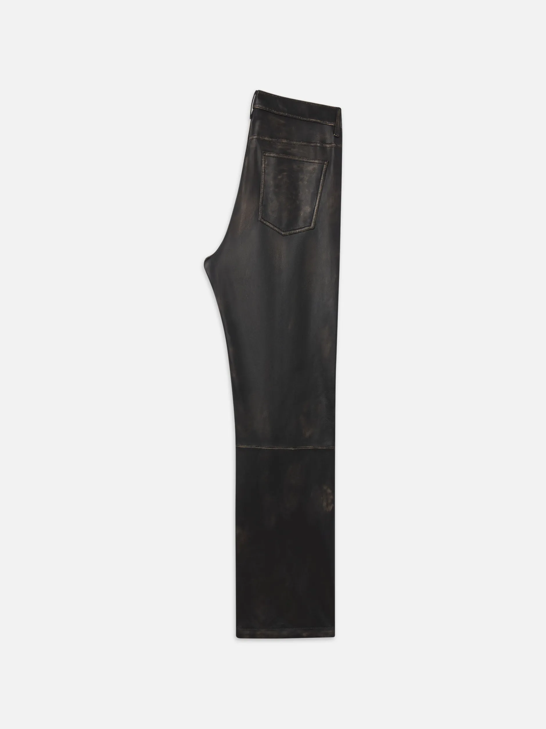 FRAME Washed Leather Pant Trousers in Black Washed< Leather & Suede|Pants & Shorts