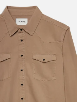 FRAME Western Denim Shirt in Dark Beige< Denim Shirts|Shirts