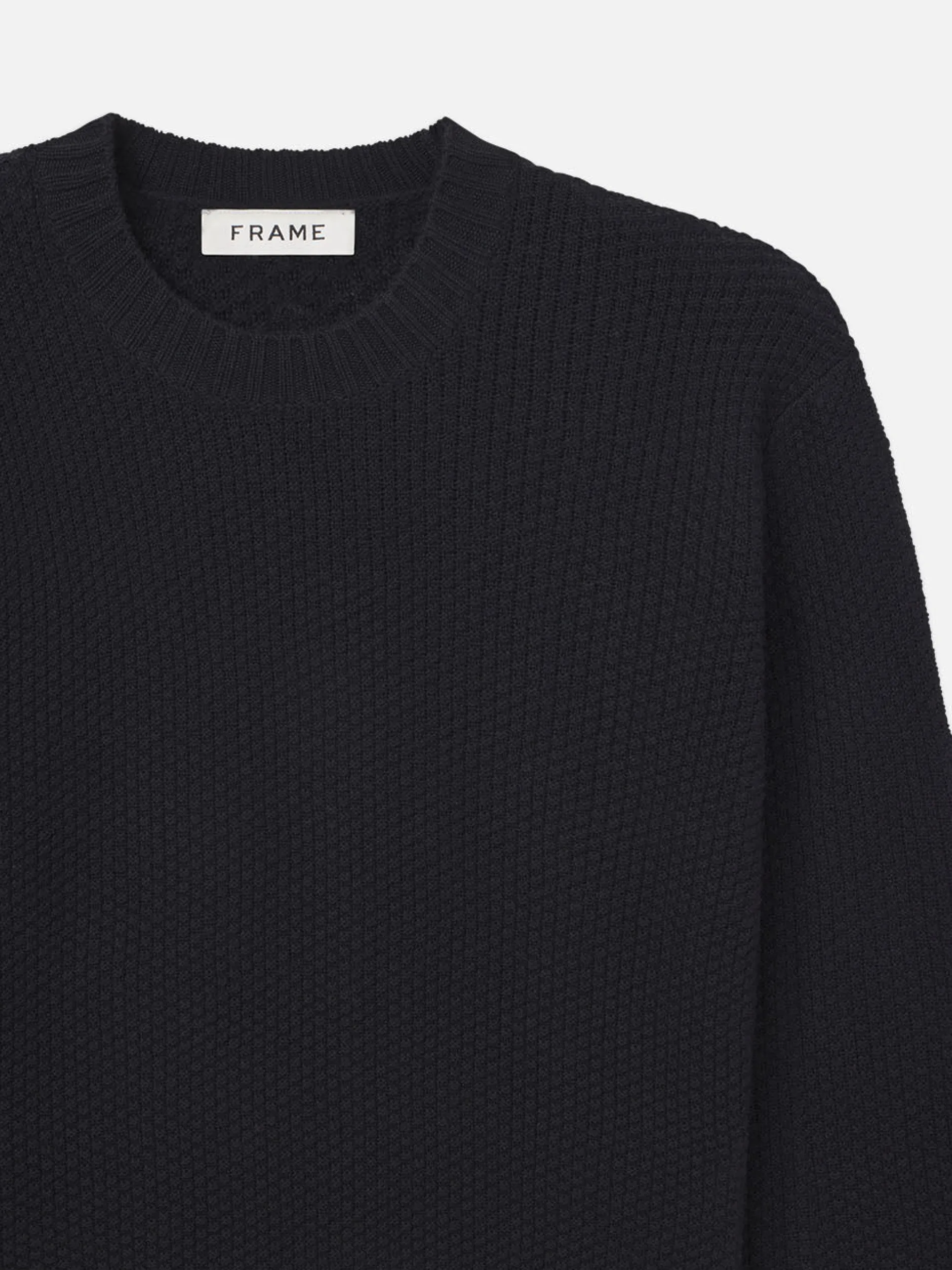 FRAME Wool Cashmere Textured Sweater in Dark Navy< Sweaters & Hoodies